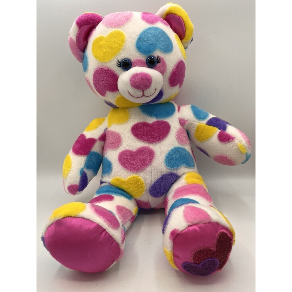 Build A Bear Colorful Hearts Bear W/Sparkle Hearts Valentines Sounds sings 2019